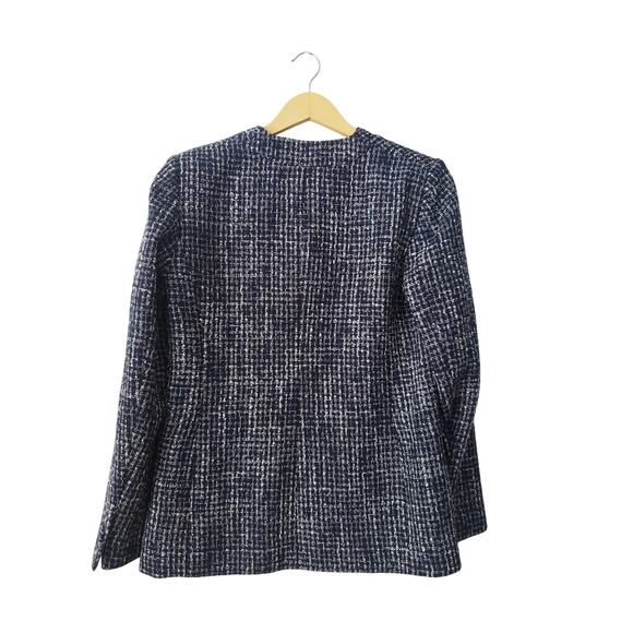 Babaton Kilburn Double Breasted Metallic Tweed Blazer Blue Size 6 - Picture 5 of 11